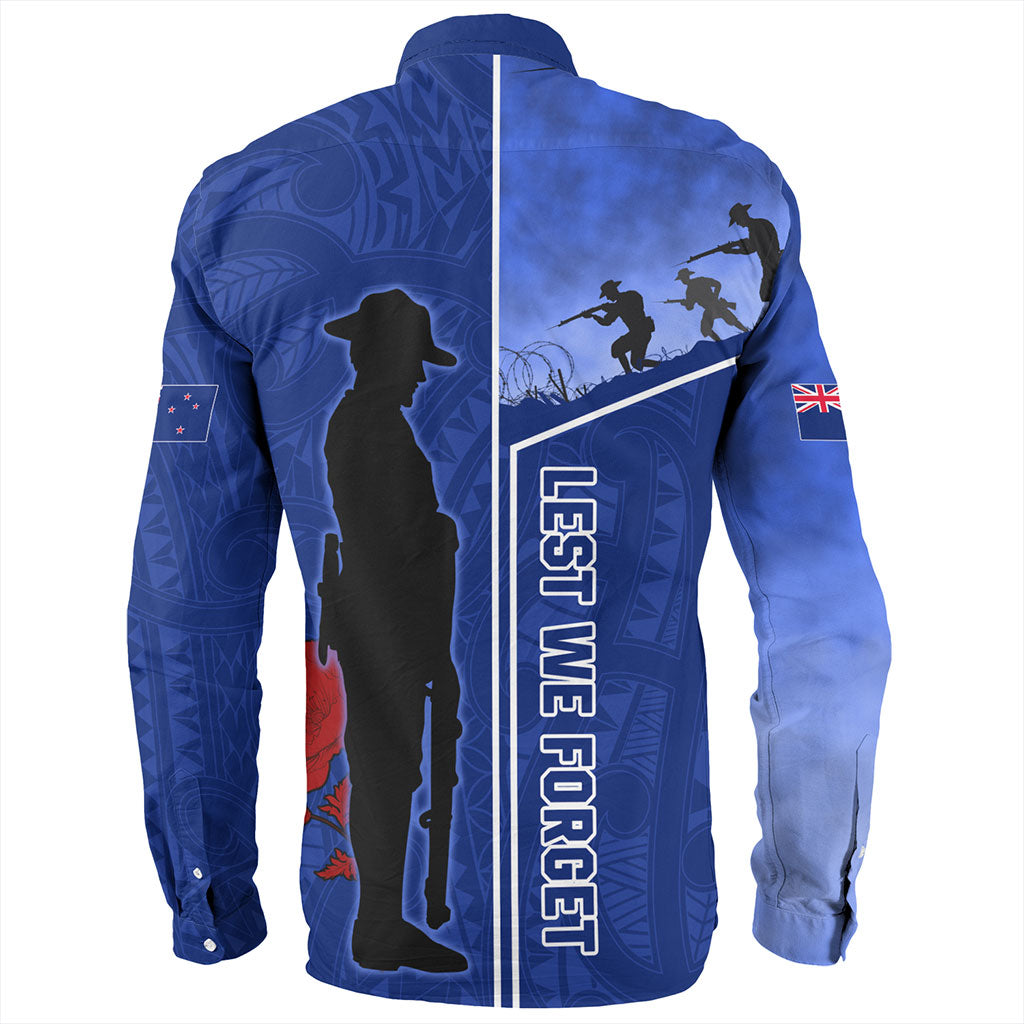 New Zealand Long Sleeve Shirt Anzac Day Lest We Forget Poppy