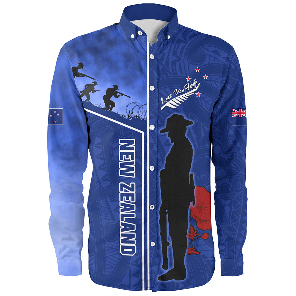New Zealand Long Sleeve Shirt Anzac Day Lest We Forget Poppy