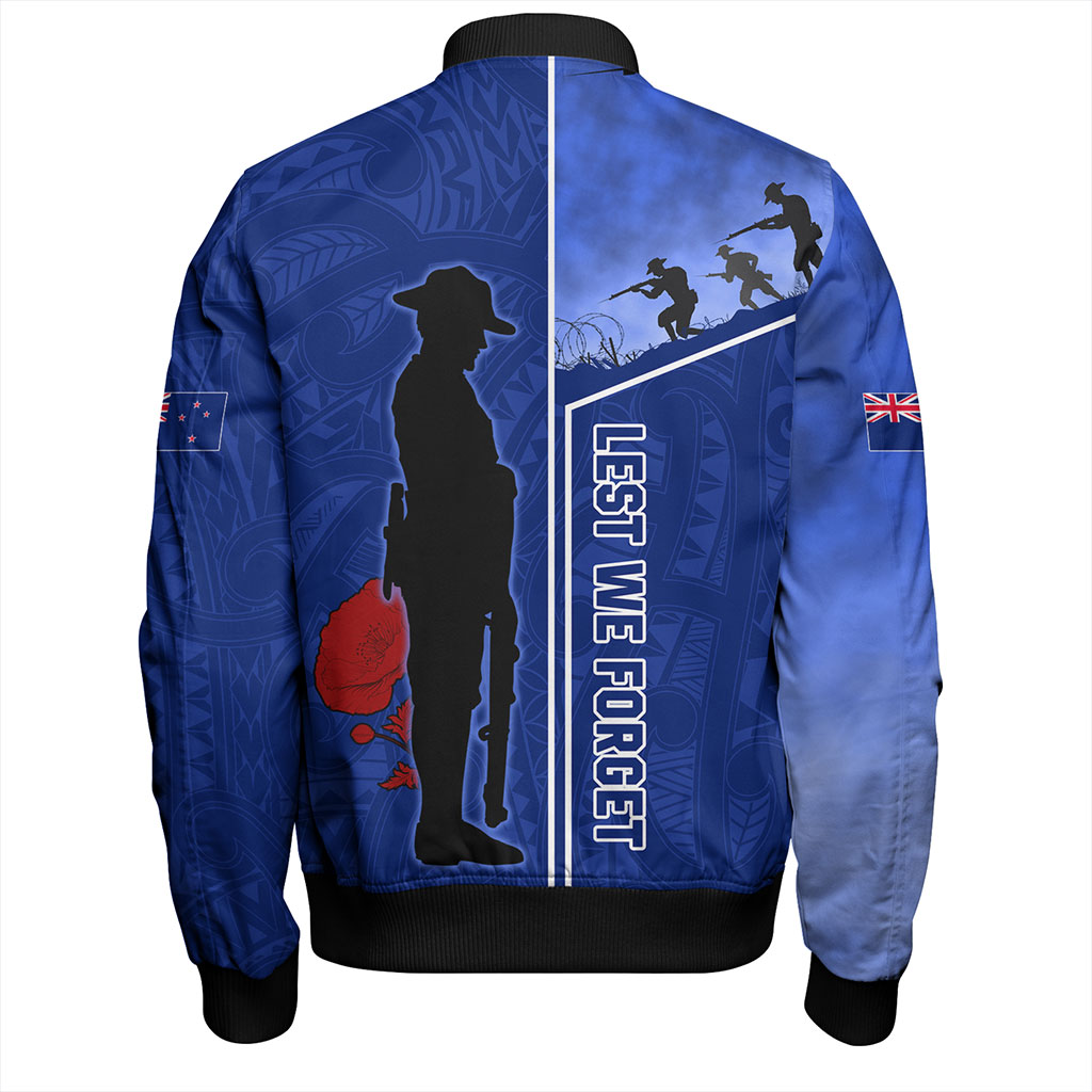 New Zealand Bomber Jacket Anzac Day Lest We Forget Poppy