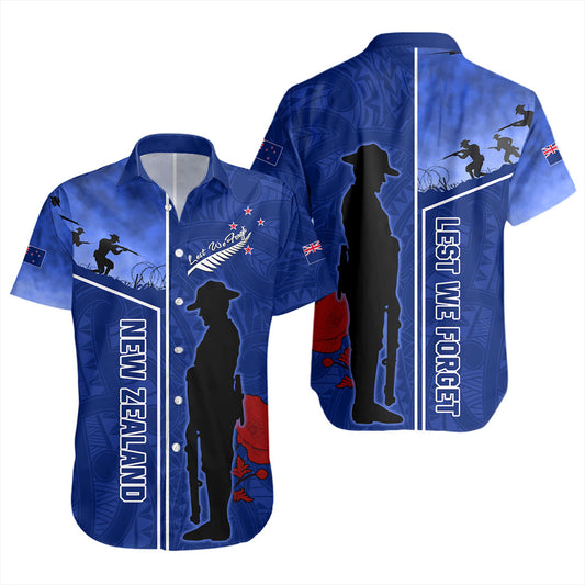 New Zealand Short Sleeve Shirt Anzac Day Lest We Forget Poppy