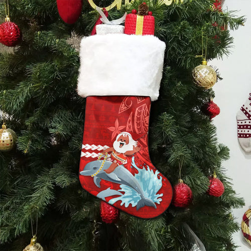 Hawaii Polynesian Christmas Stocking - Polynesian Santa Christmas Ugly Hawaii