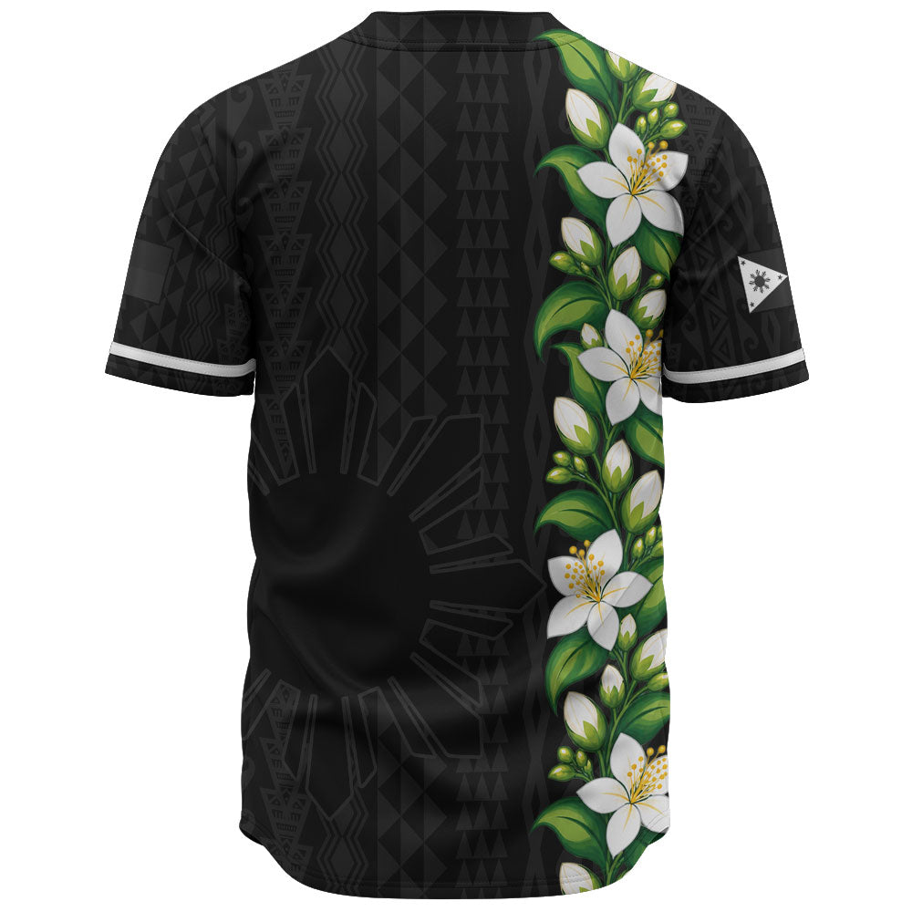 Philippines Filipinos Baseball Shirt Sampaguita Flower Tribal Polynesian Sun Island Style