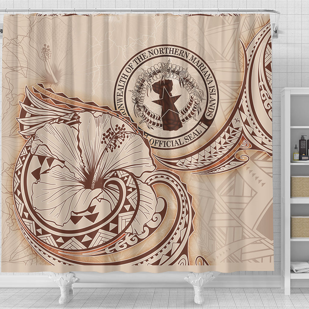 Northern Mariana Islands Shower Curtain Hibiscus Flower Vintage Style