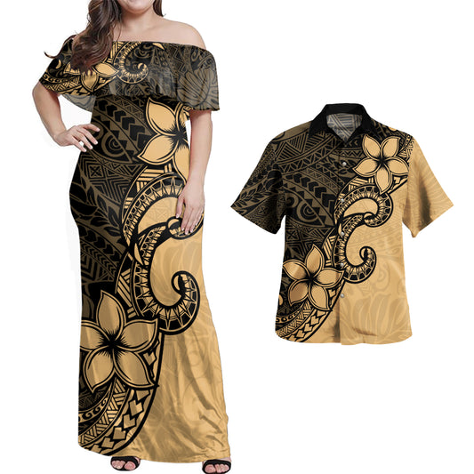 Hawaii Polynesian Combo Dress And Shirt Tribal Plumeria