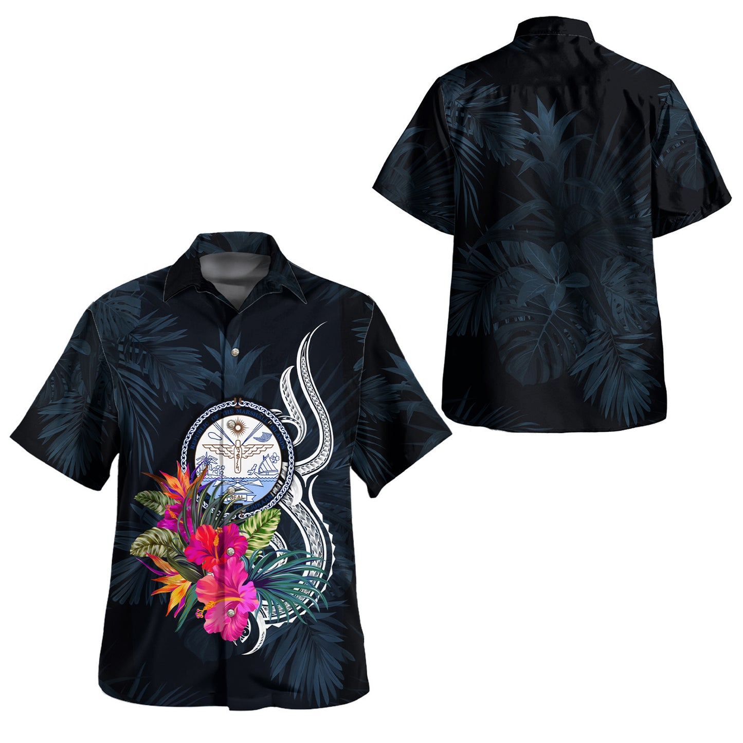 Marshall Islands Combo Off Shoulder Long Dress And Shirt Tropical Flower