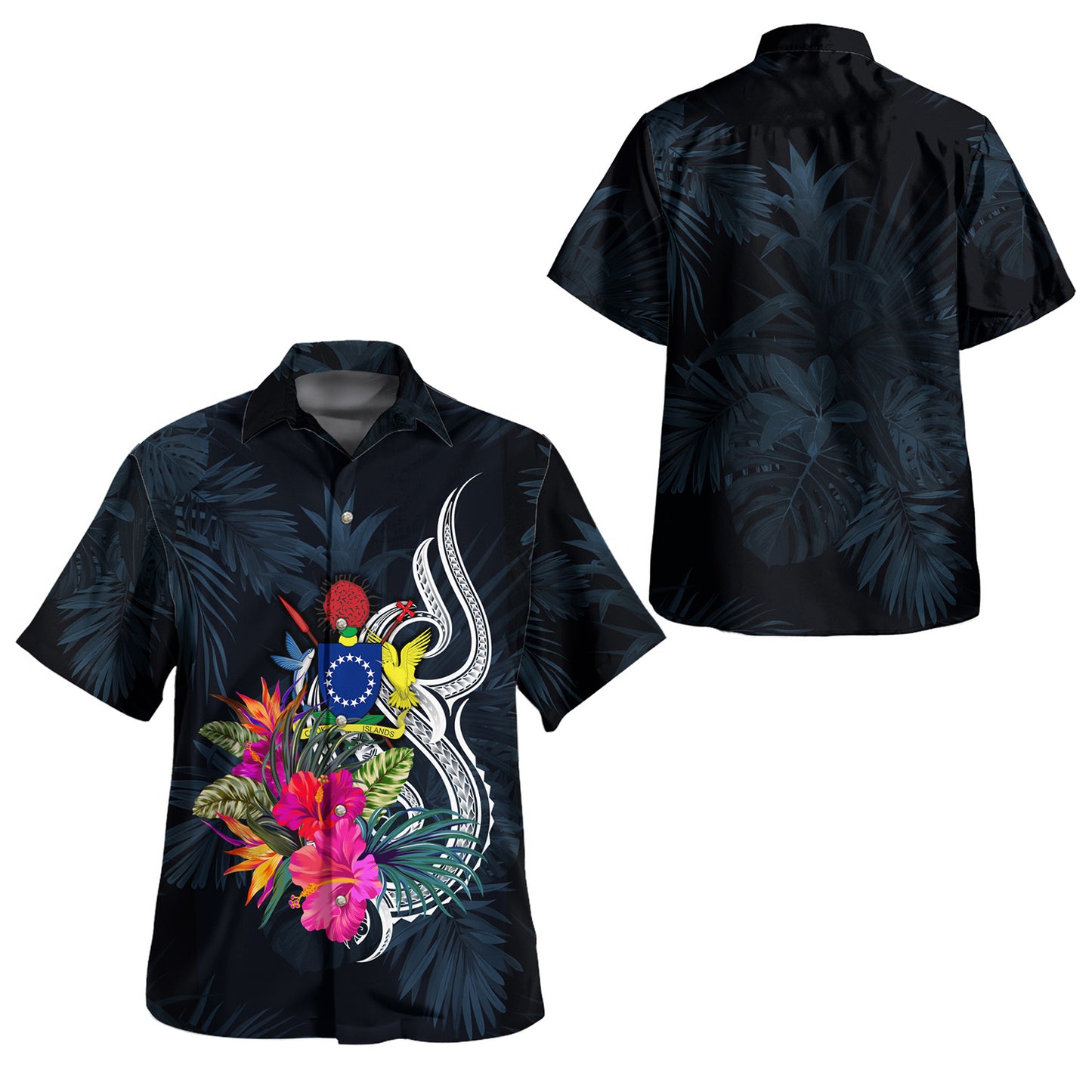 Cook Islands Combo Off Shoulder Long Dress And Shirt Tropical Flower