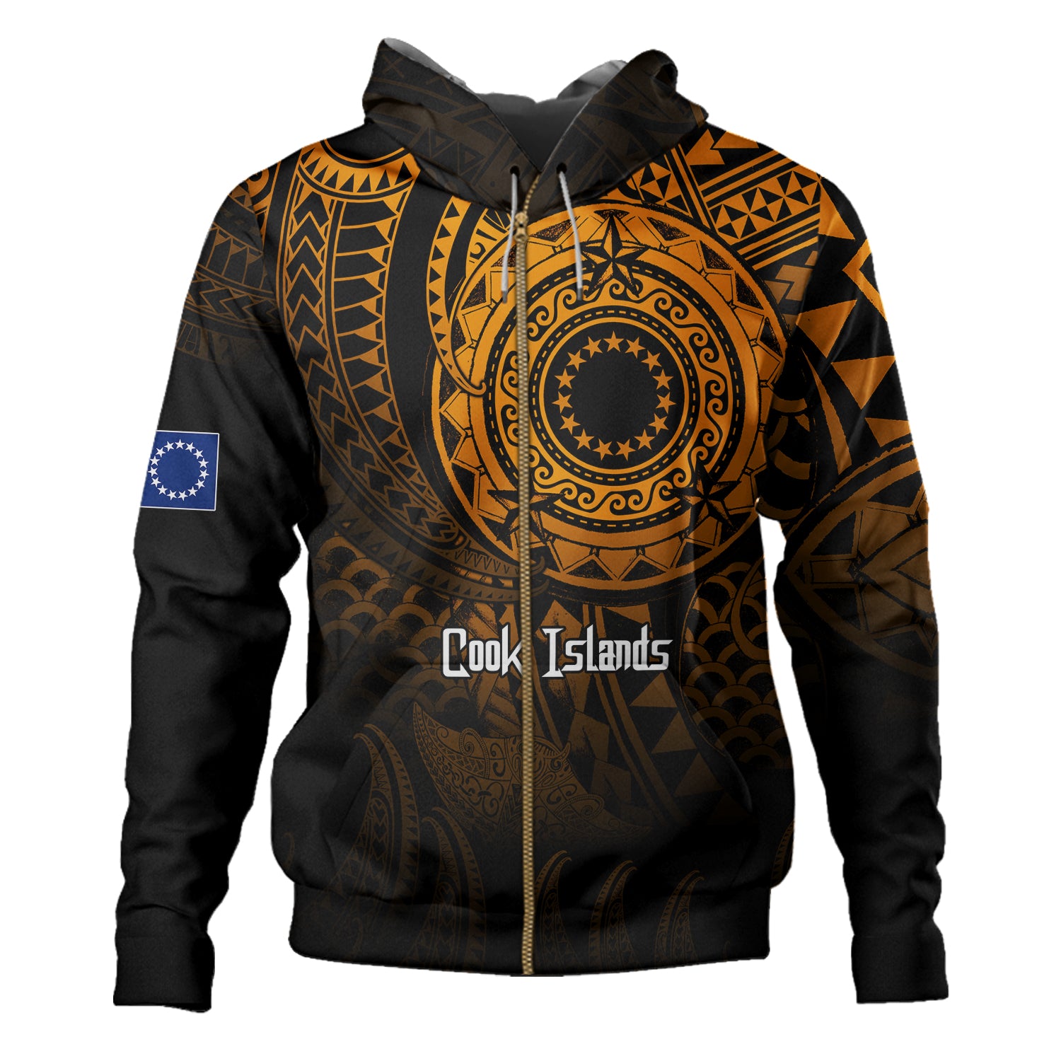 Cook Islands Hoodie Pearl Of The Pacific Gold Polynesian Tattau