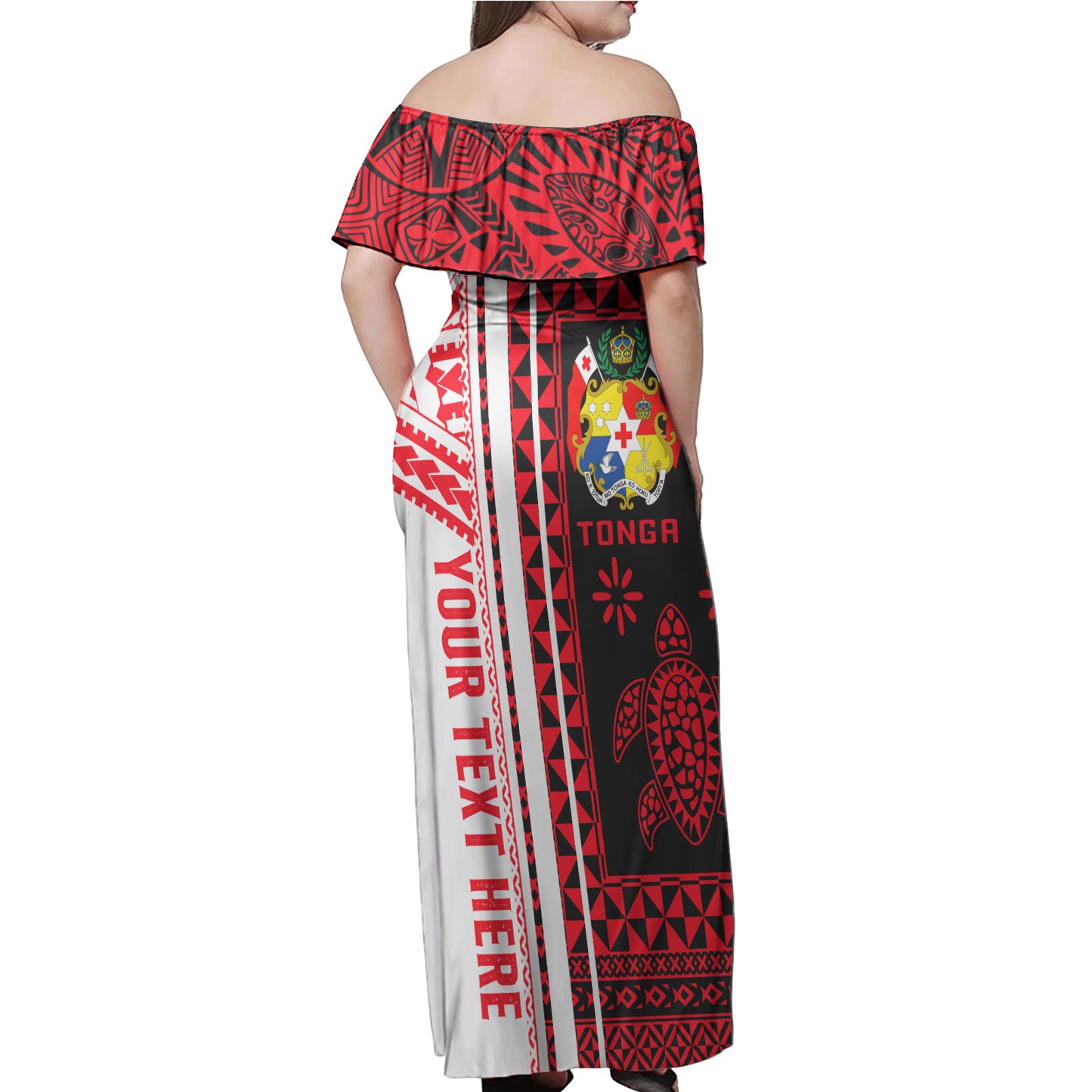 Tonga Woman Off Shoulder Long Dress - Custom Proud To be Tongan Polynesian Patterns With Tonga Kupesi