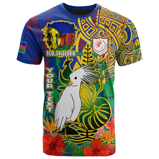 New Caledonia Pride T-shirt - Custom New Caledonia National Emblem With Cagou And Hibiscus Polynesian T-shirt