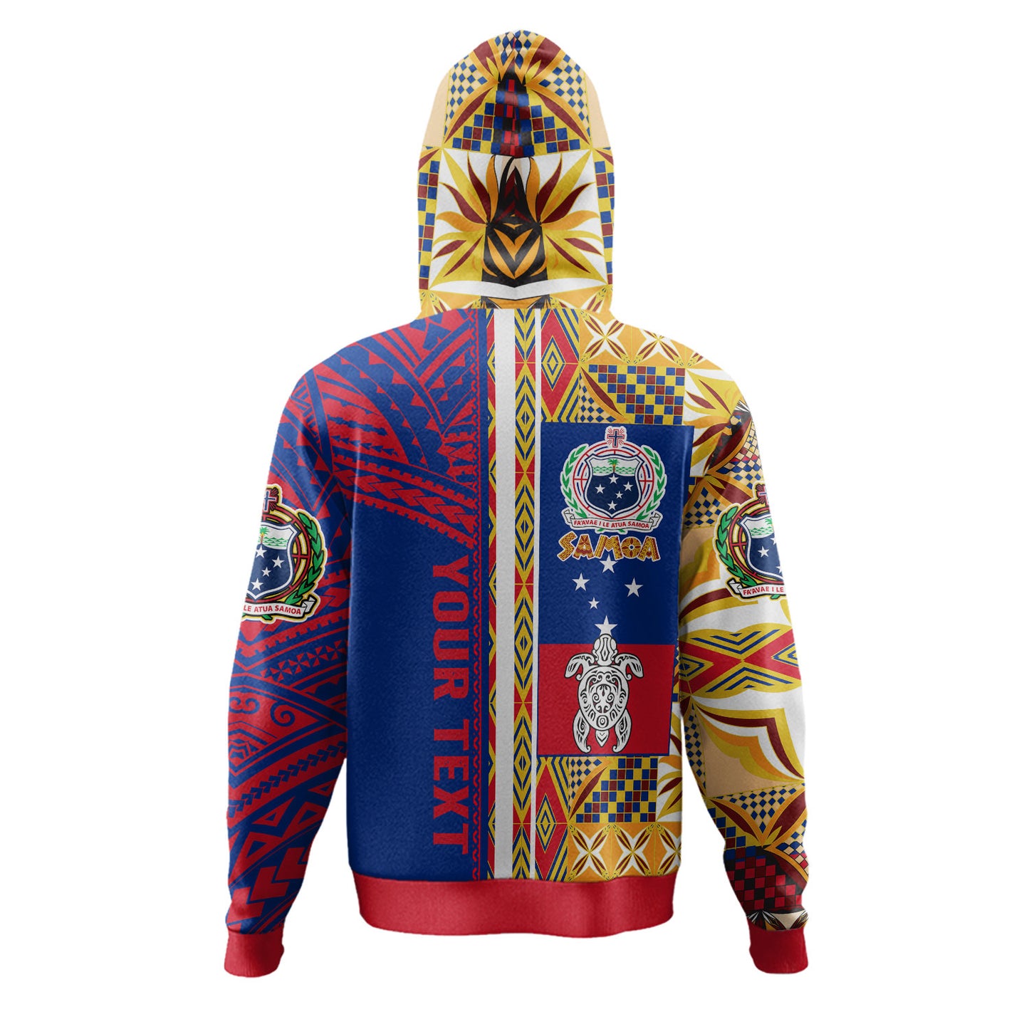 Samoa Polynesian Hoodie - Custom Samoa Coat Of Arms With Traditional Siapo Mamanu Patterns