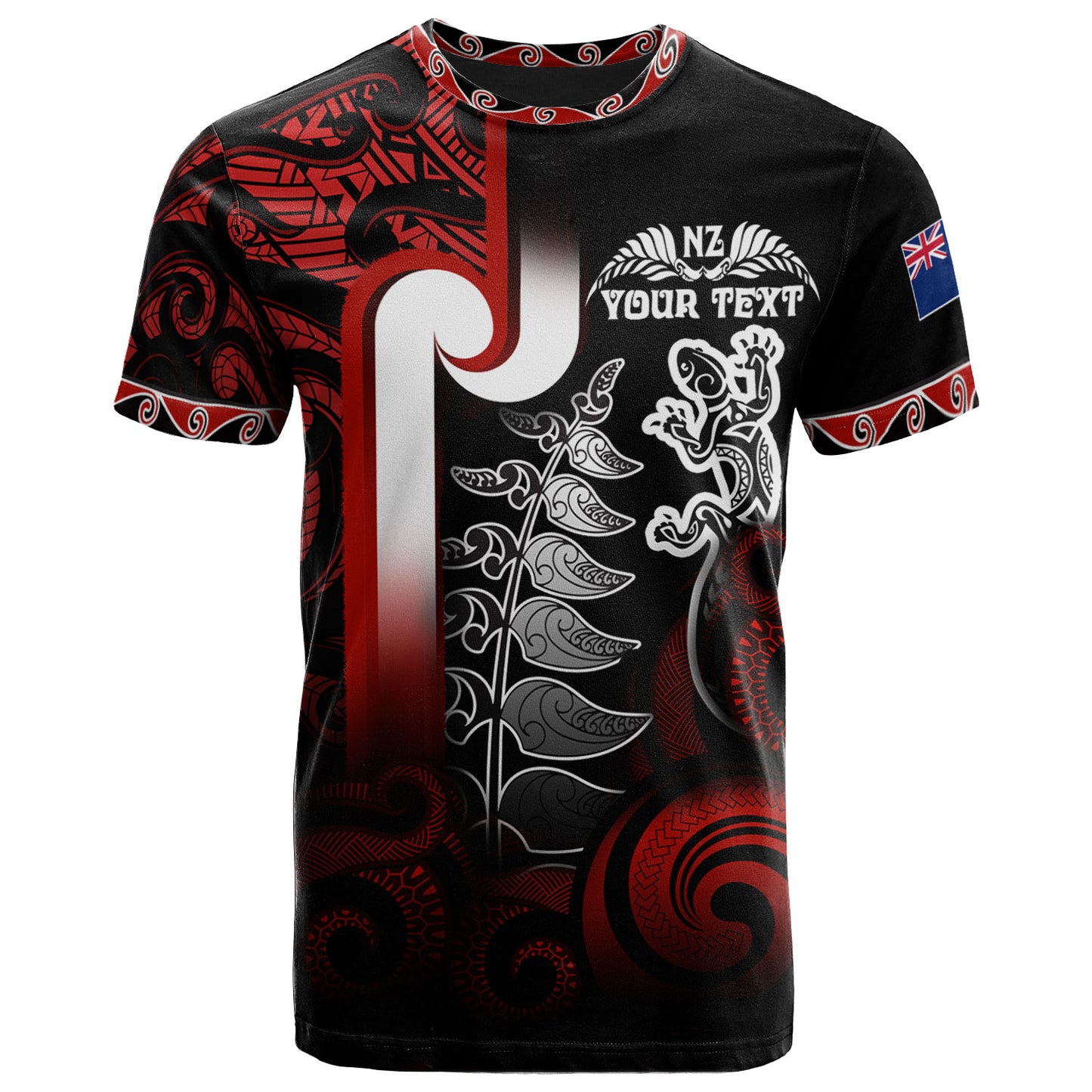 New Zealand Gradient T Shirt - Maori Tino Rangatiratanga With Lizard And Silver Fern