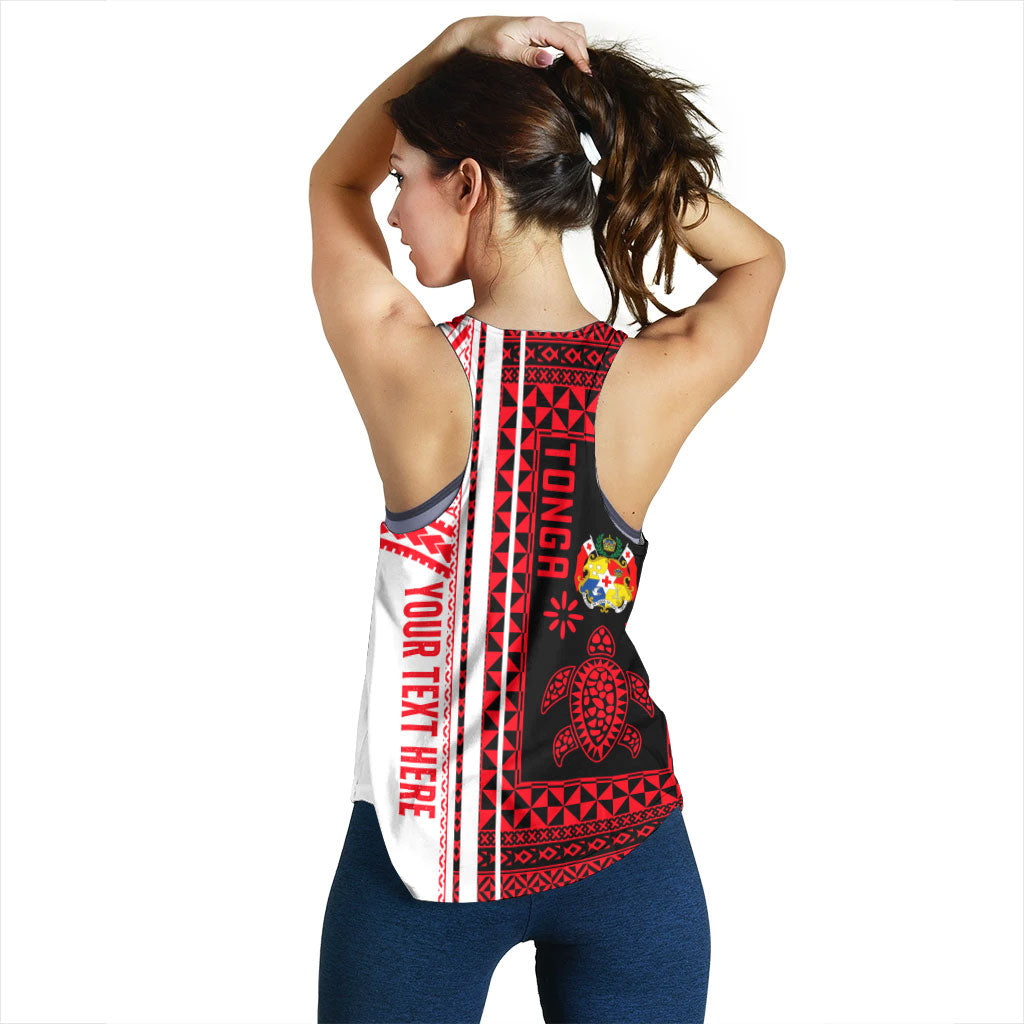 Tonga Women Racerback Tank - Custom Proud To be Tongan Polynesian Patterns With Tonga Kupesi