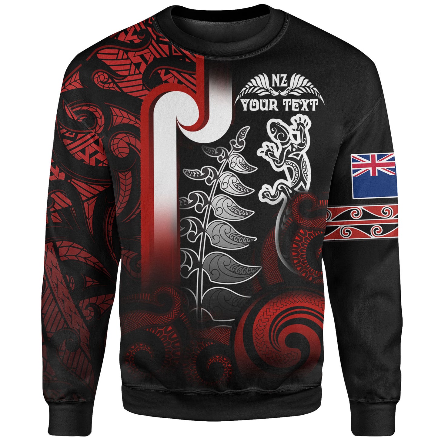 New Zealand Gradient Sweatshirt - Maori Tino Rangatiratanga With Lizard And Silver Fern