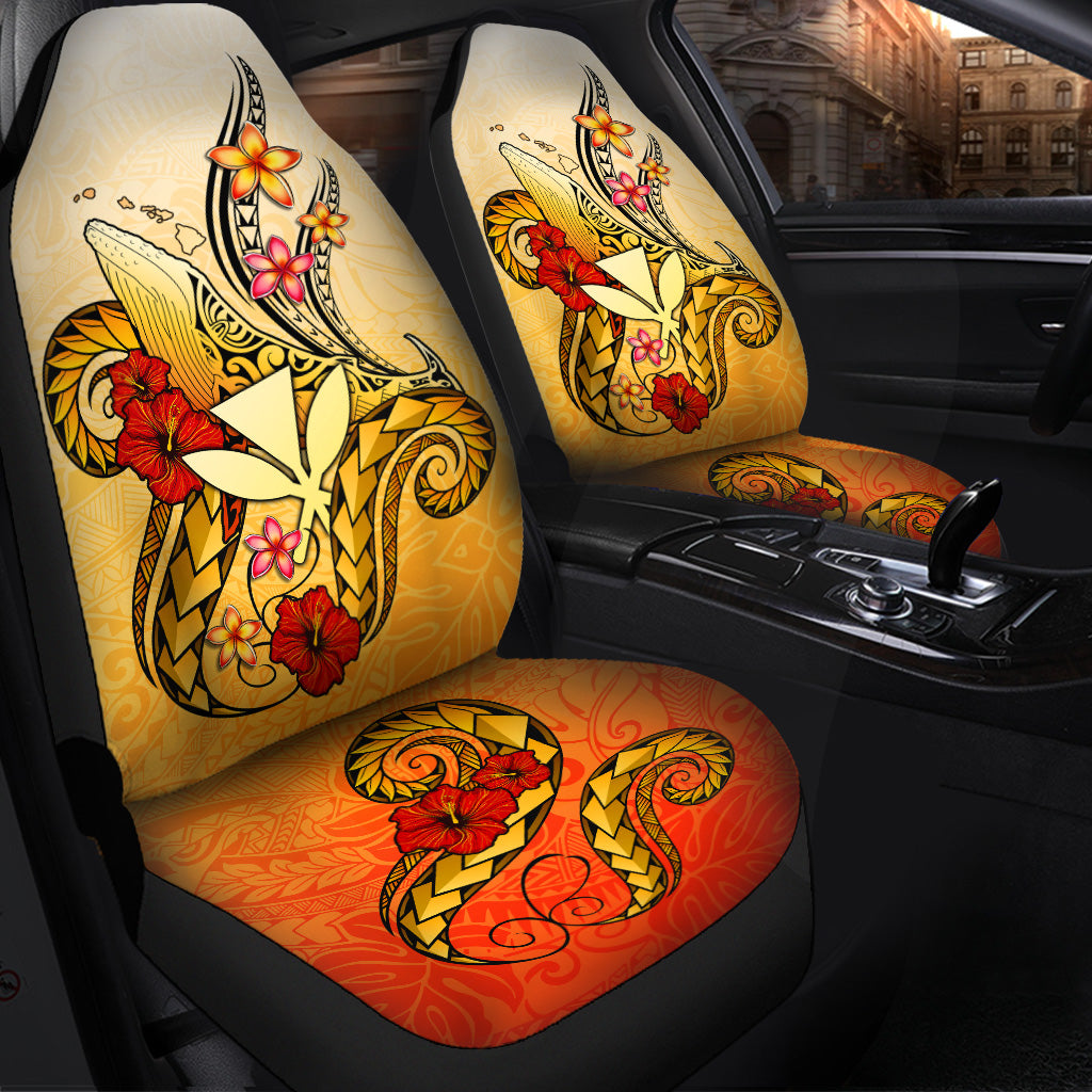 Hawaii Car Seat Covers Humpback Whale with Hibiscus Plumeria