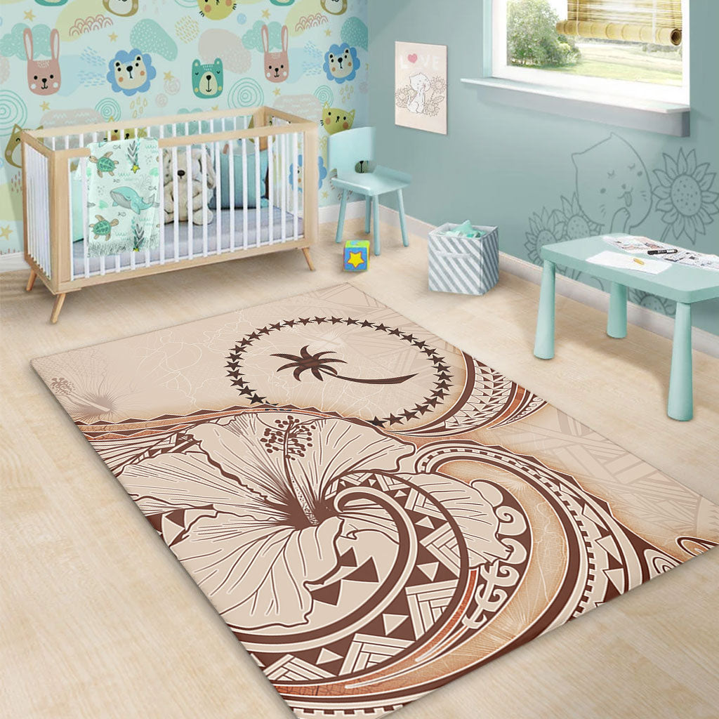 Chuuk State Area Rug Hibiscus Flower Vintage Style
