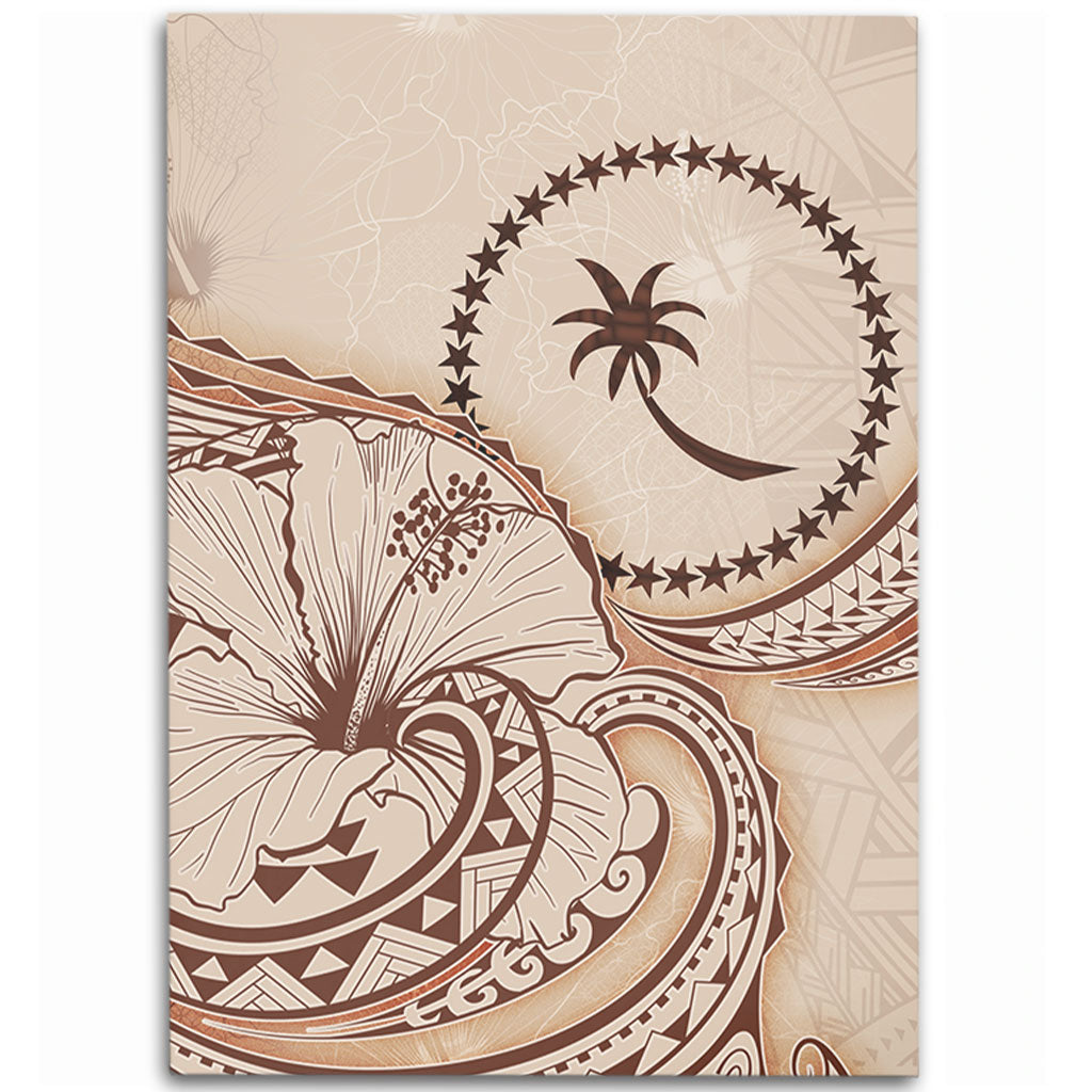 Chuuk State Area Rug Hibiscus Flower Vintage Style