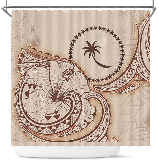 Chuuk State Shower Curtain Hibiscus Flower Vintage Style