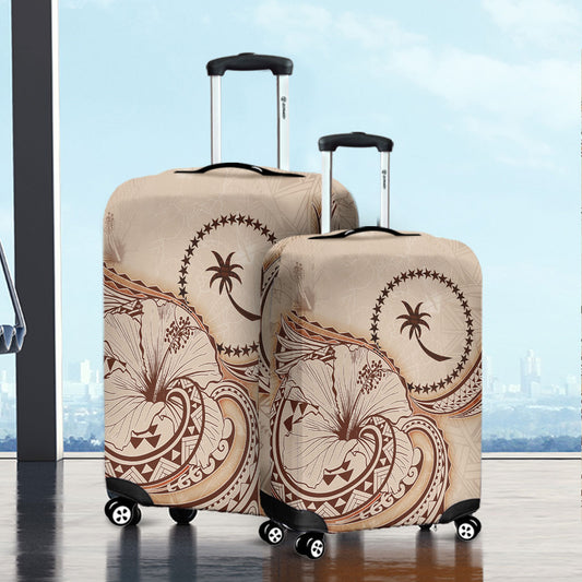 Chuuk State Luggage Cover Hibiscus Flower Vintage Style