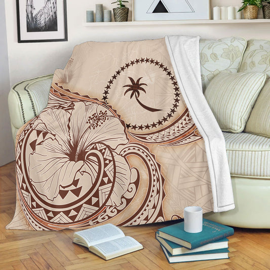 Chuuk State Premium Blanket Hibiscus Flower Vintage Style