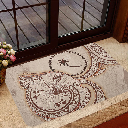 Chuuk State Door Mat Hibiscus Flower Vintage Style