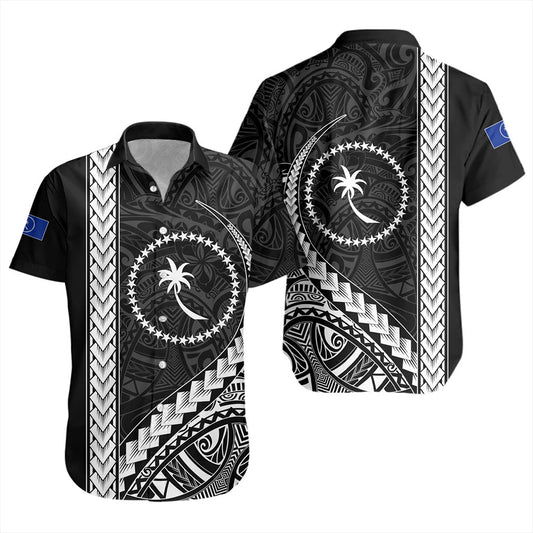 Chuuk State Short Sleeve Shirt Tribal Micronesian Coat Of Arms