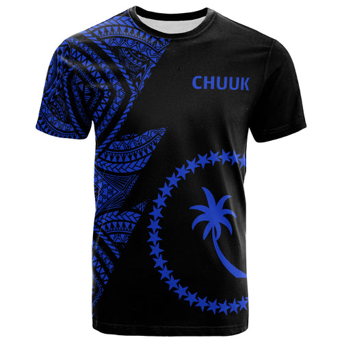 Chuuk T-Shirt - Micronesian Pattern Blue Flash Style