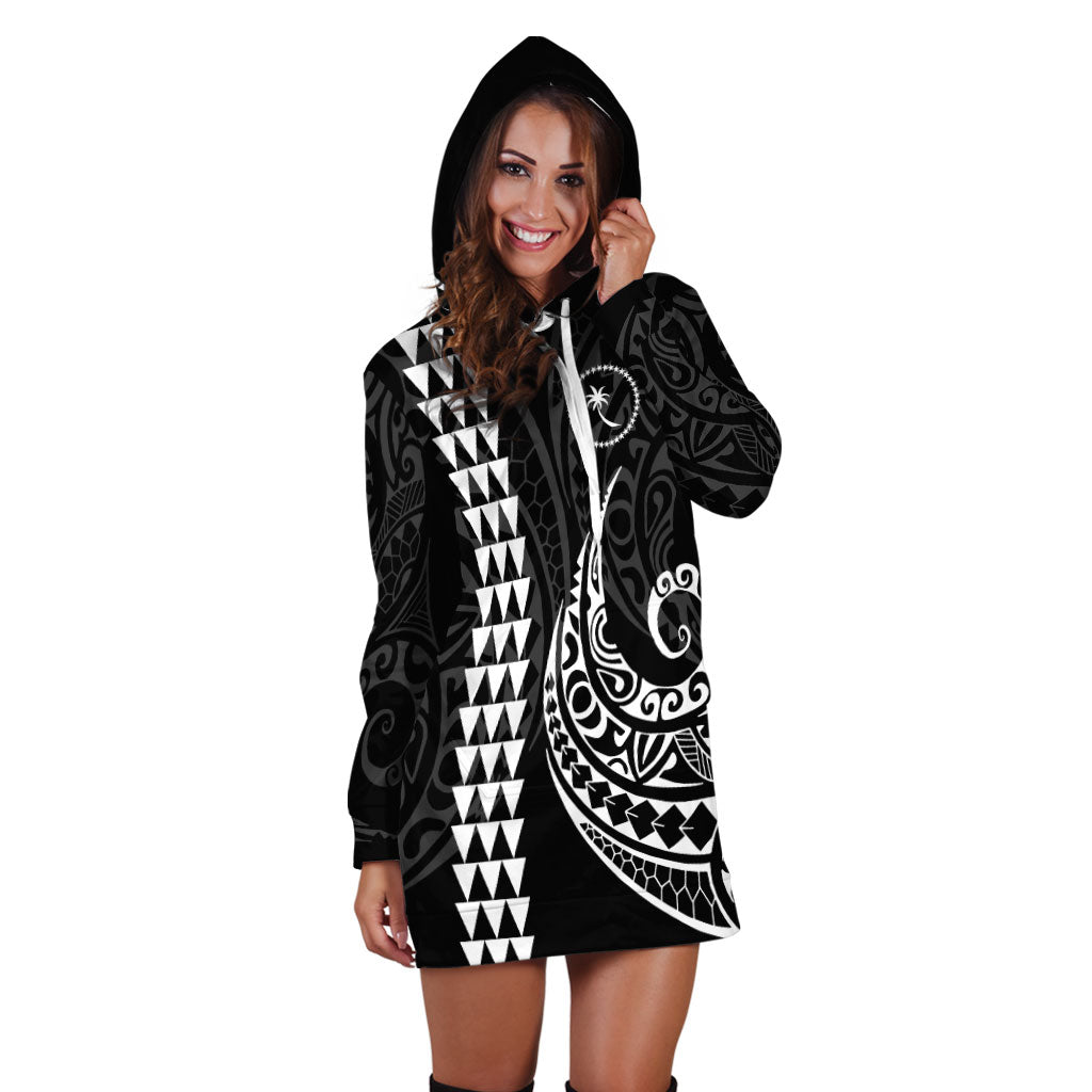 Chuuk State Hoodie Dress Kakau Style White