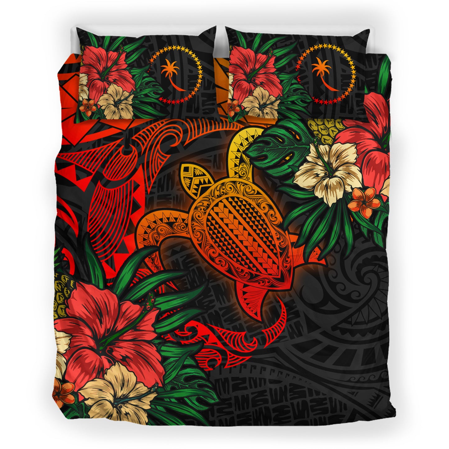 Chuuk Bedding Set - Chuuk Polynesian Turtle Tropical Bedding Set
