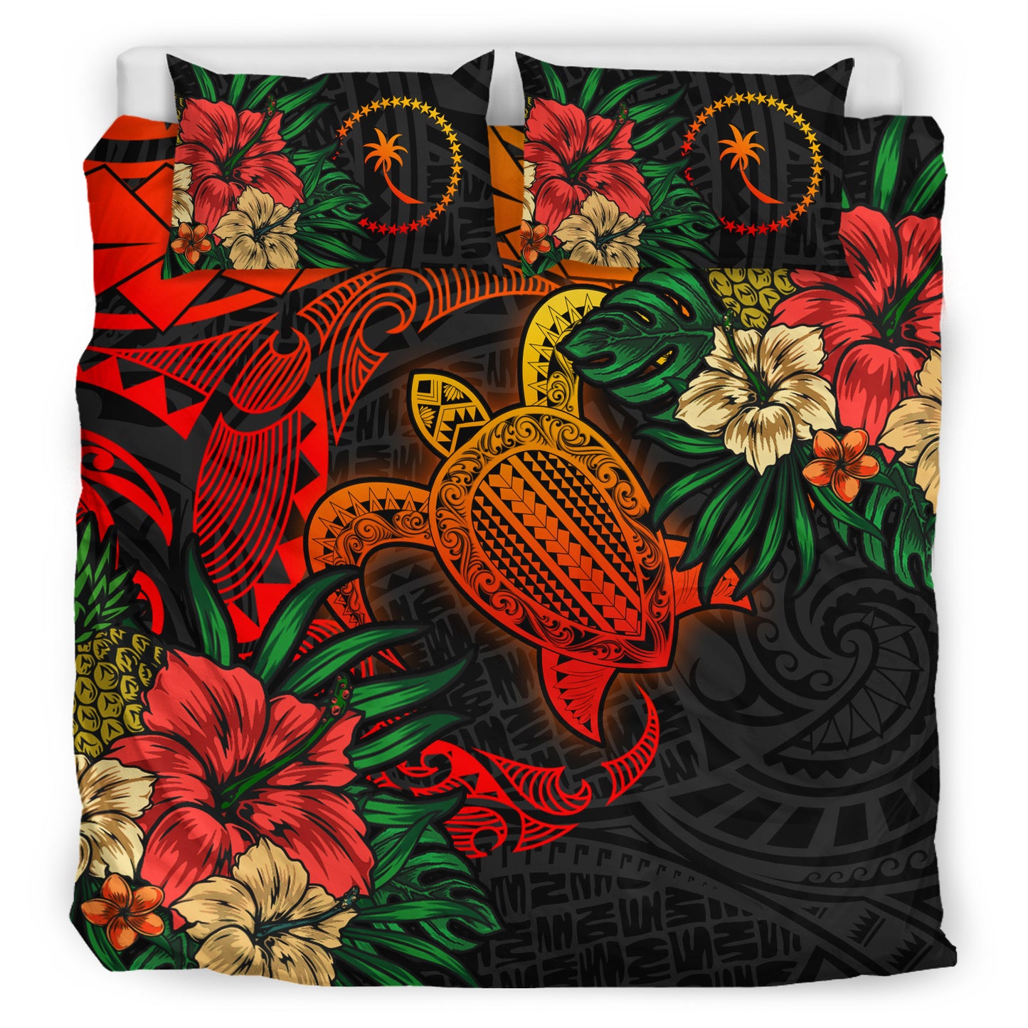 Chuuk Bedding Set - Chuuk Polynesian Turtle Tropical Bedding Set