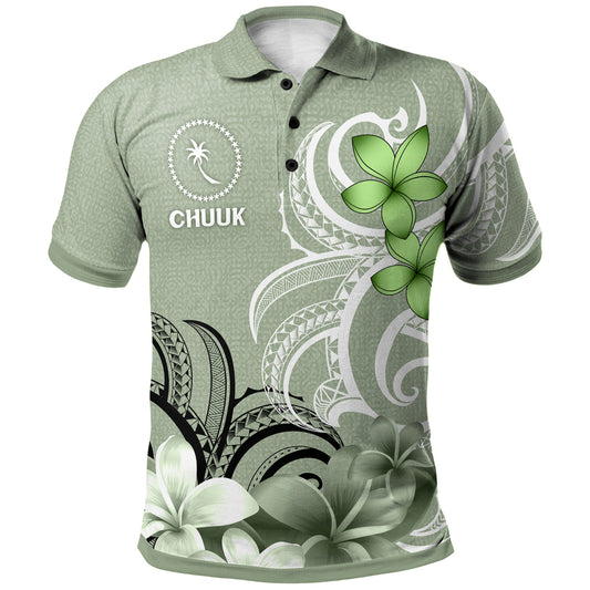 Chuuk State Polo Shirt Custom Personalised Floral Spirit Sage Green