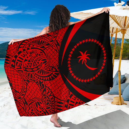 Chuuk State Sarong Coat Of Arm Lauhala Circle Red