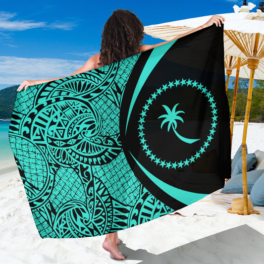 Chuuk State Sarong Coat Of Arm Lauhala Circle Turquoise