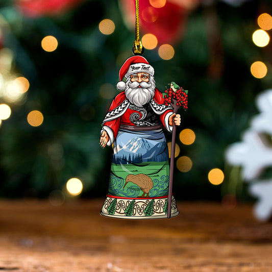 New Zealand Acrylic And Wooden Ornament Aotearoa Santa Claus Christmas