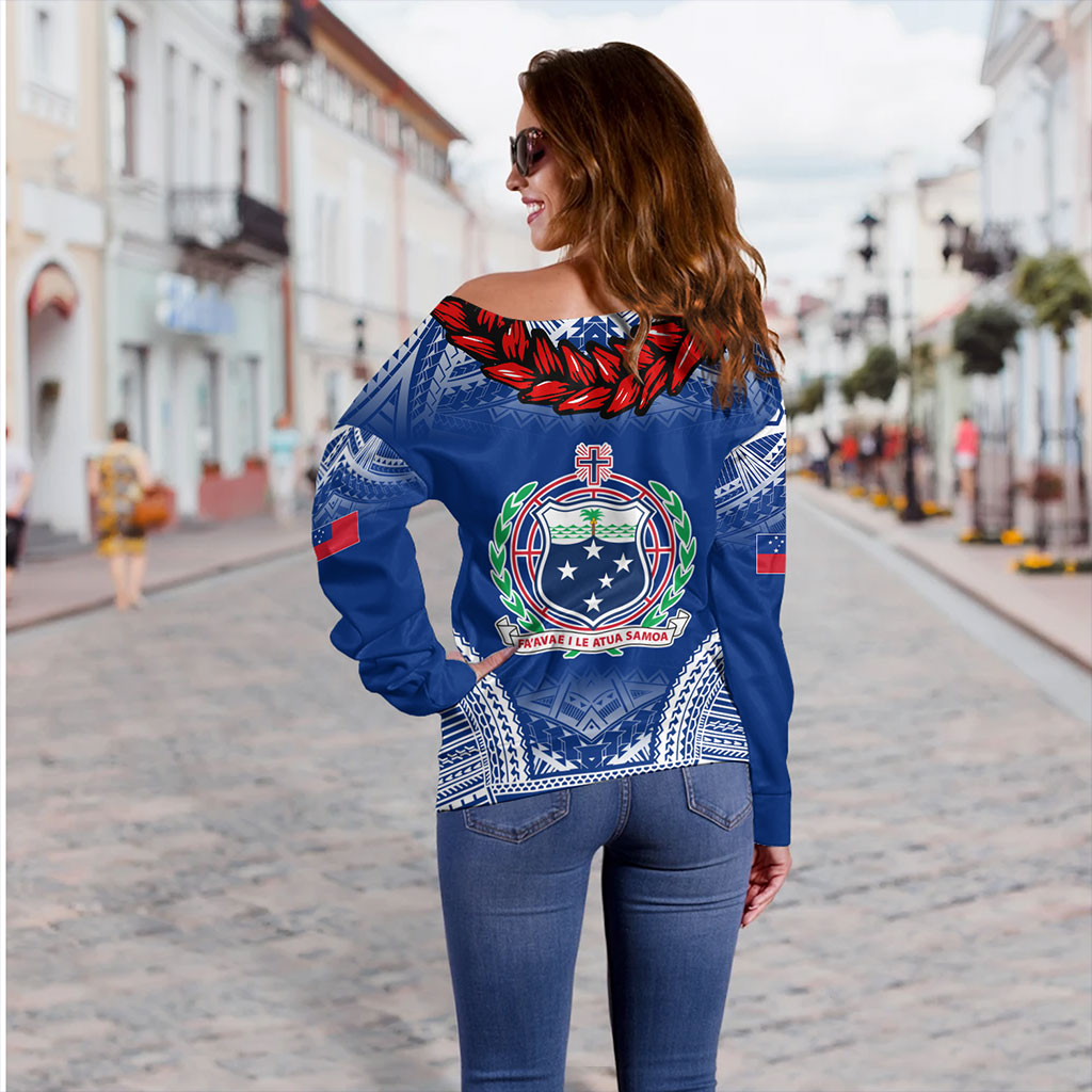 Samoa Off Shoulder Sweatshirt Coat Of Arms Ula Fala Original Style