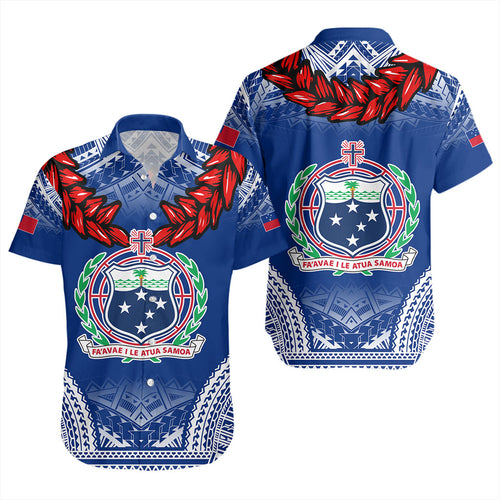 Samoa Short Sleeve Shirt Coat Of Arms Ula Fala Original Style
