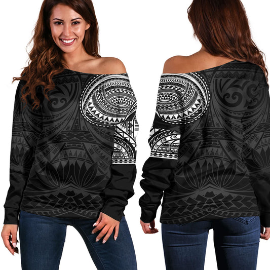 Polynesian Off Shoulder Sweatshirt Polynesian Pattern Special Design