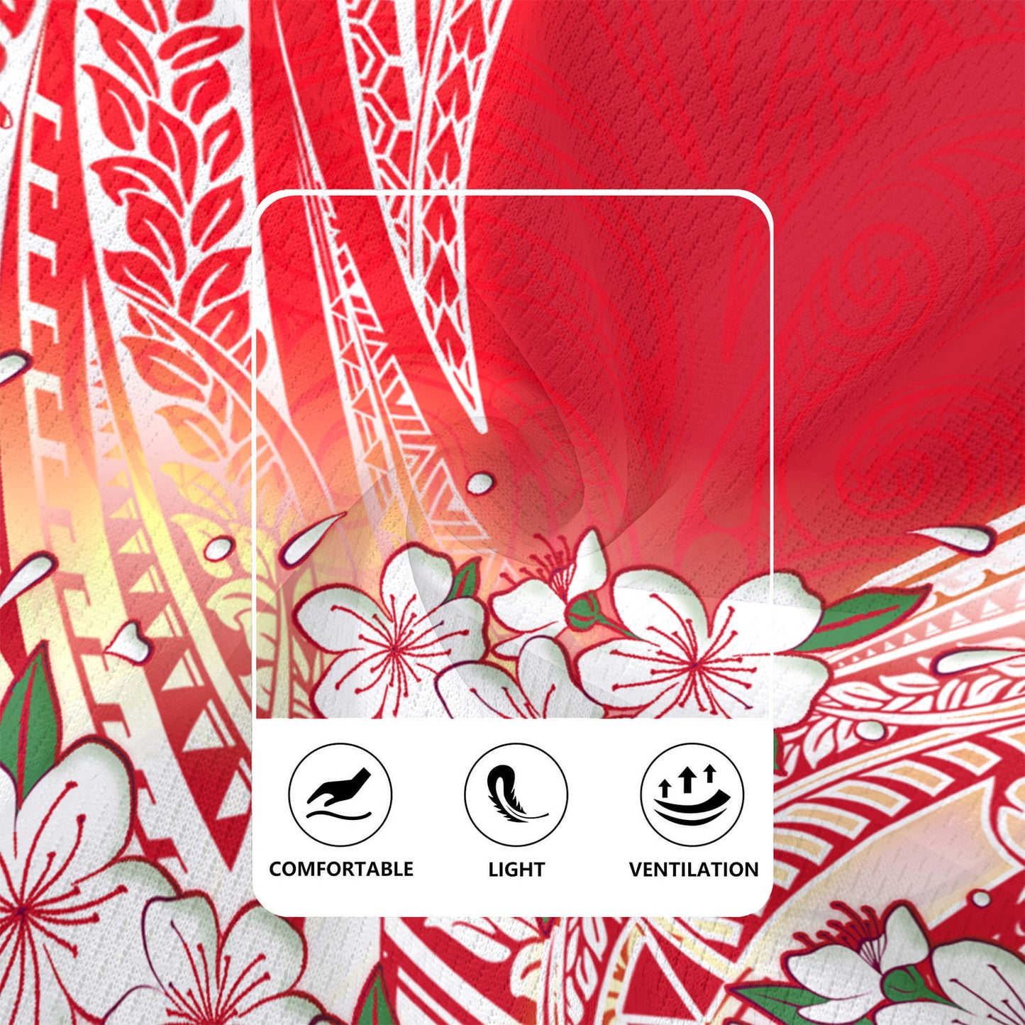 Polynesian Rugby Jersey Polynesian Pattern Style White Flowers