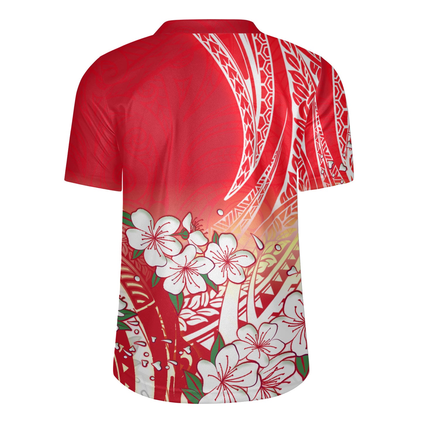 Polynesian Rugby Jersey Polynesian Pattern Style White Flowers