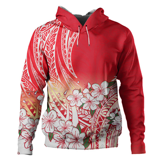 Polynesian Hoodie Polynesian Pattern Style White Flowers