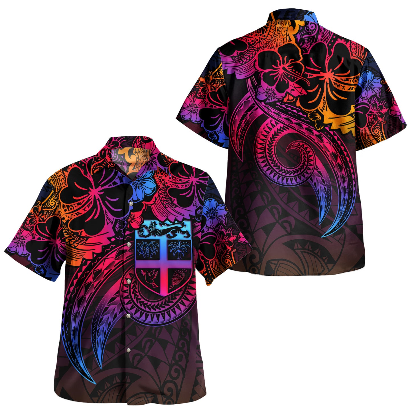 Fiji Combo Short Sleeve Dress And Shirt Rainbow Style