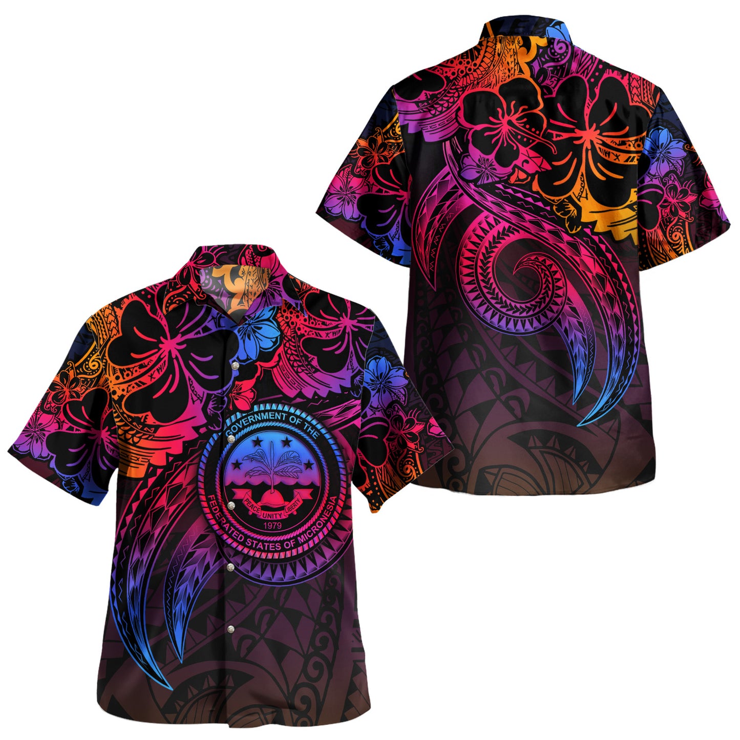 Federated States Of Micronesia Combo Short Sleeve Dress And Shirt Rainbow Style