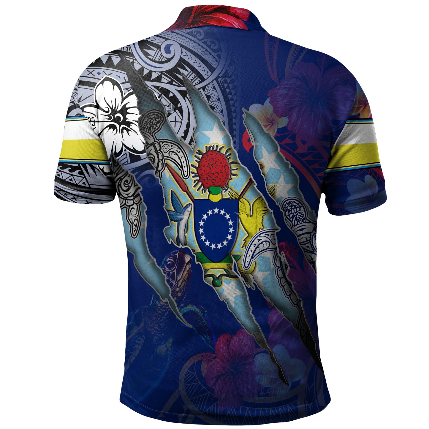 Cook Islands Polo Shirt Custom Cook Islander Blood Inside Me Polynesian Sleeve Tattoo Tropical Blue
