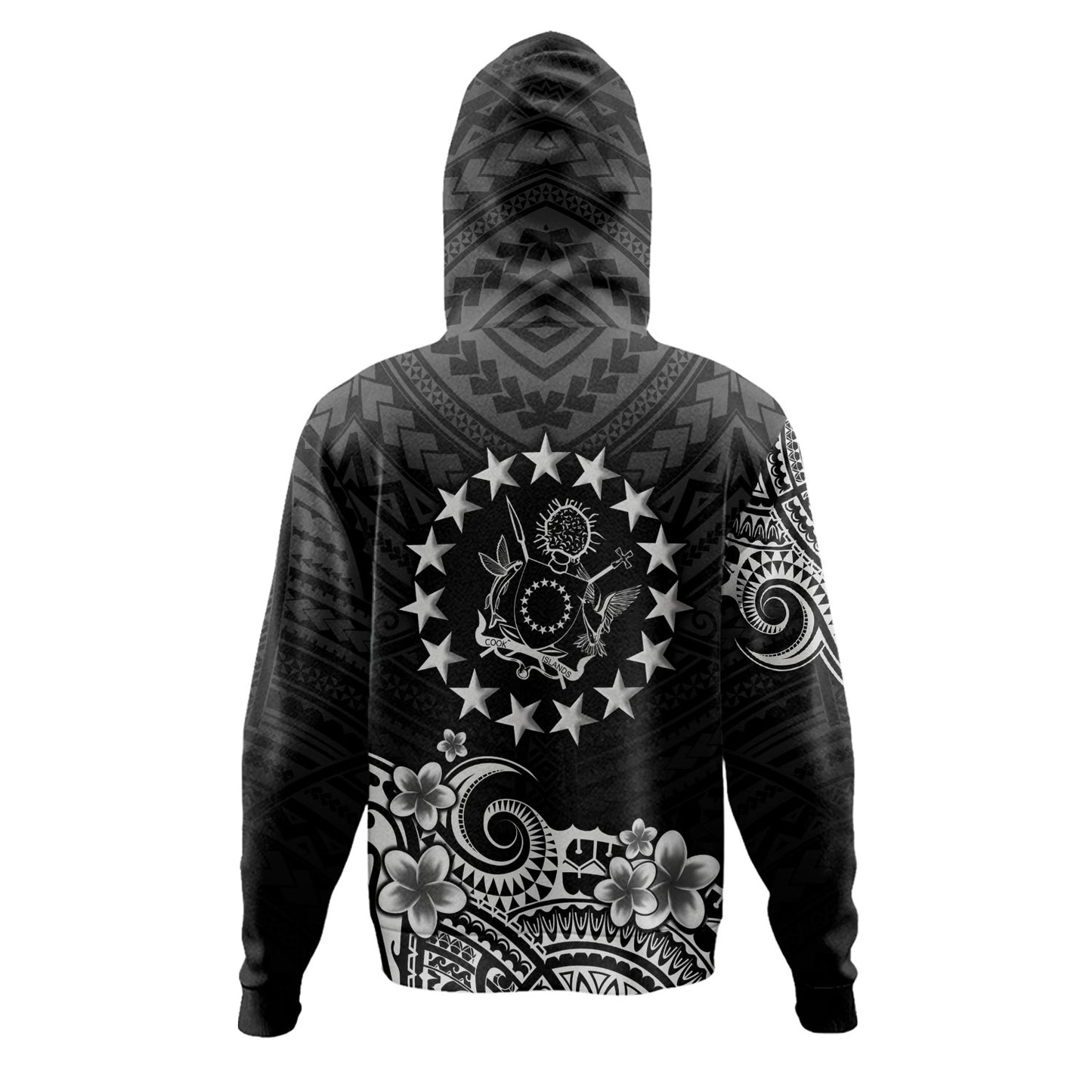 Cook Islands Hoodie Plumeria Flowers Tribal Motif Design