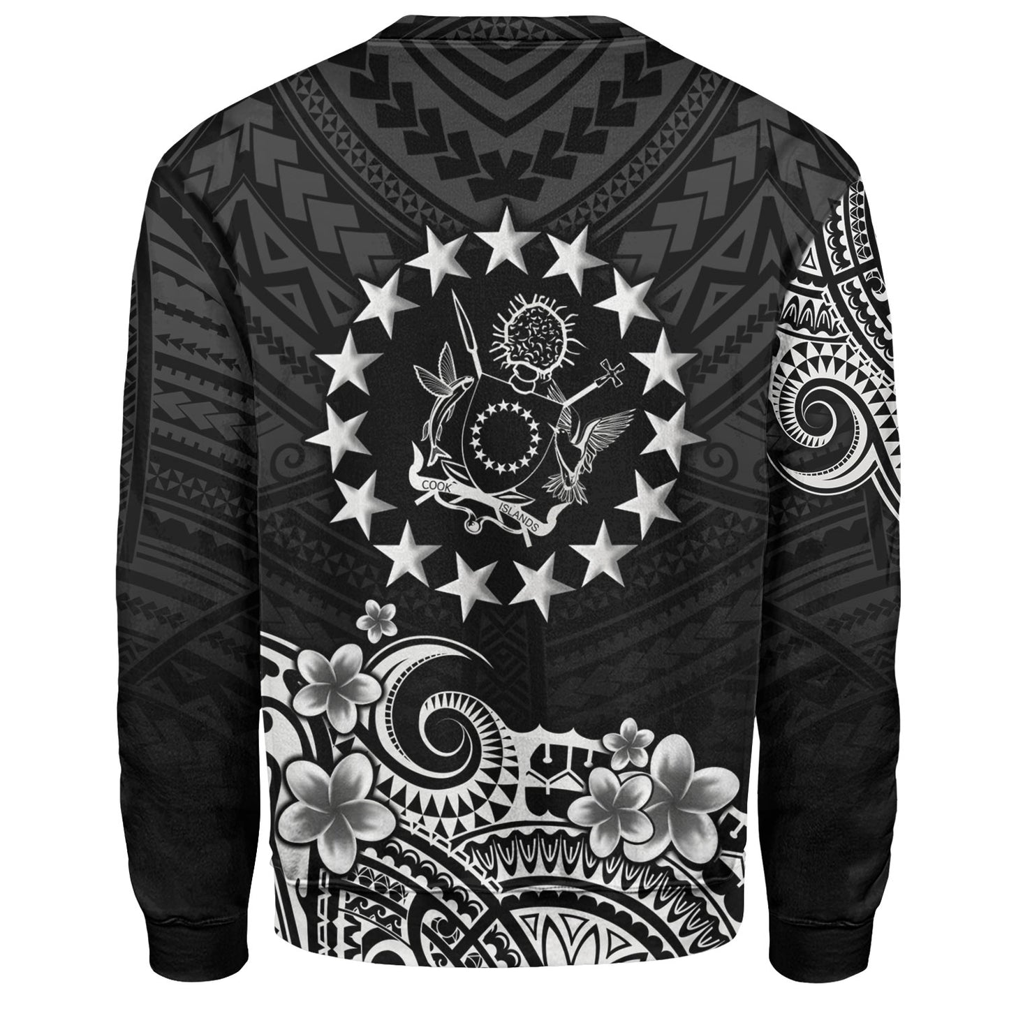 Cook Islands Sweatshirt Plumeria Flowers Tribal Motif Design