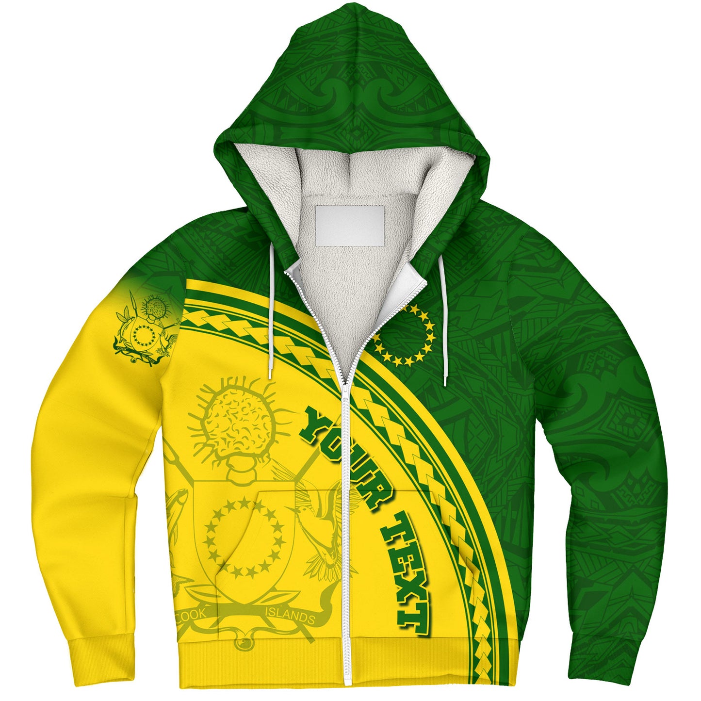 Cook Islands Custom Personalised Sherpa Hoodie Polynesian Tribal Patterns Curve Style