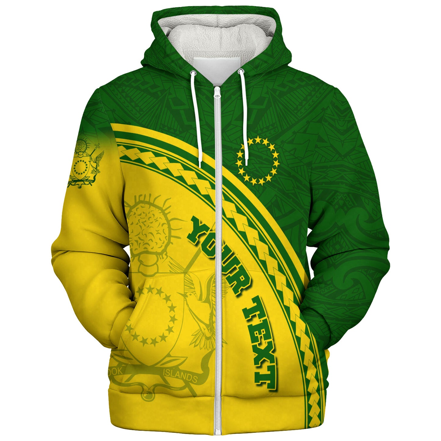 Cook Islands Custom Personalised Sherpa Hoodie Polynesian Tribal Patterns Curve Style