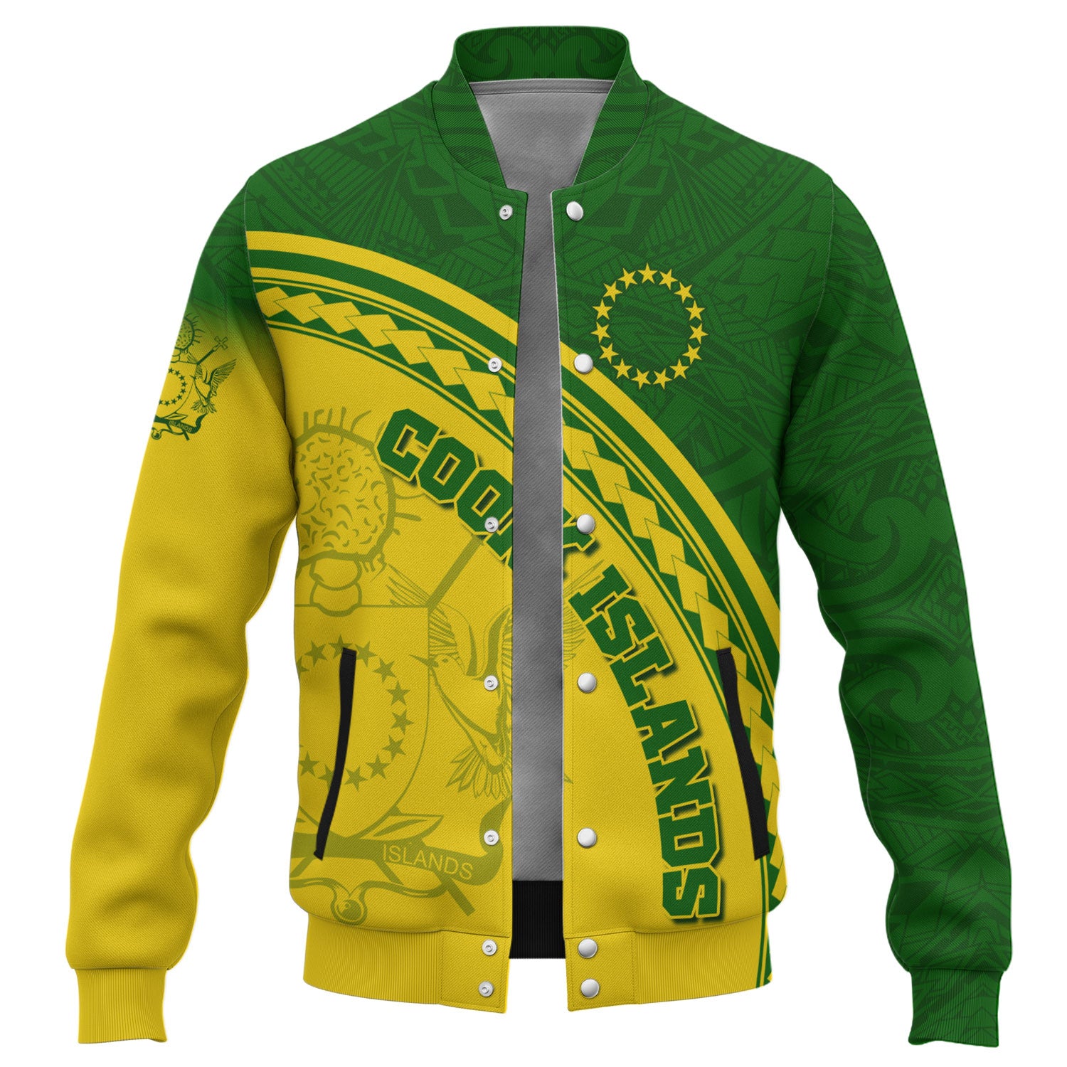 Cook Islands Custom Personalised Baseball Jacket Polynesian Tribal Patterns Curve Style