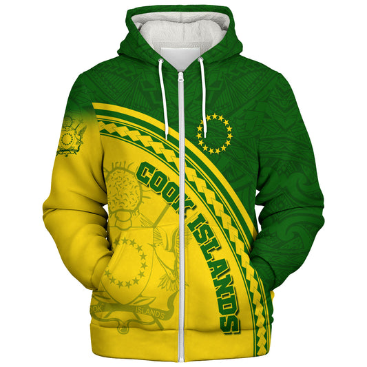 Cook Islands Custom Personalised Sherpa Hoodie Polynesian Tribal Patterns Curve Style