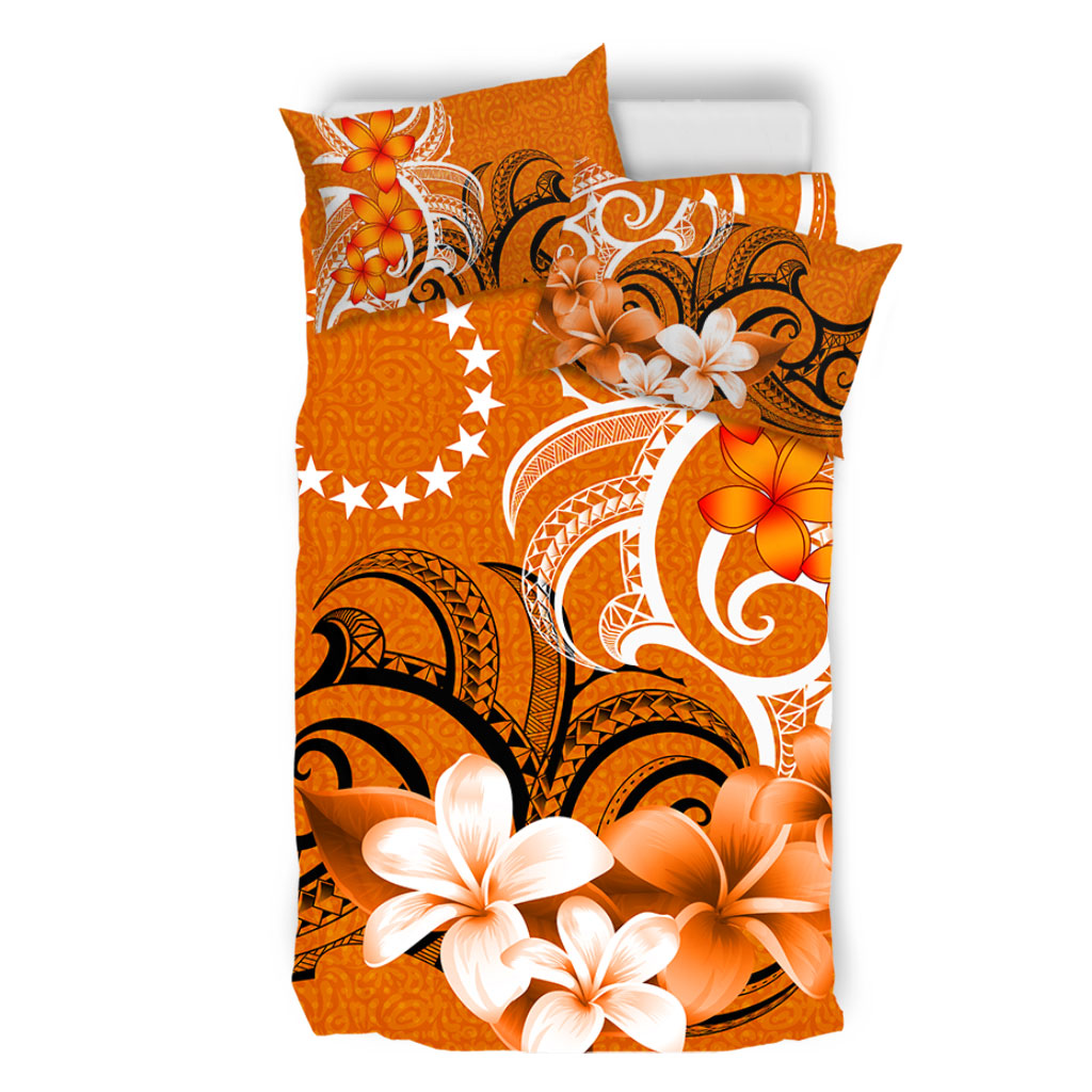 Cook Islands Bedding Set Polynesian Floral Spirit Orange