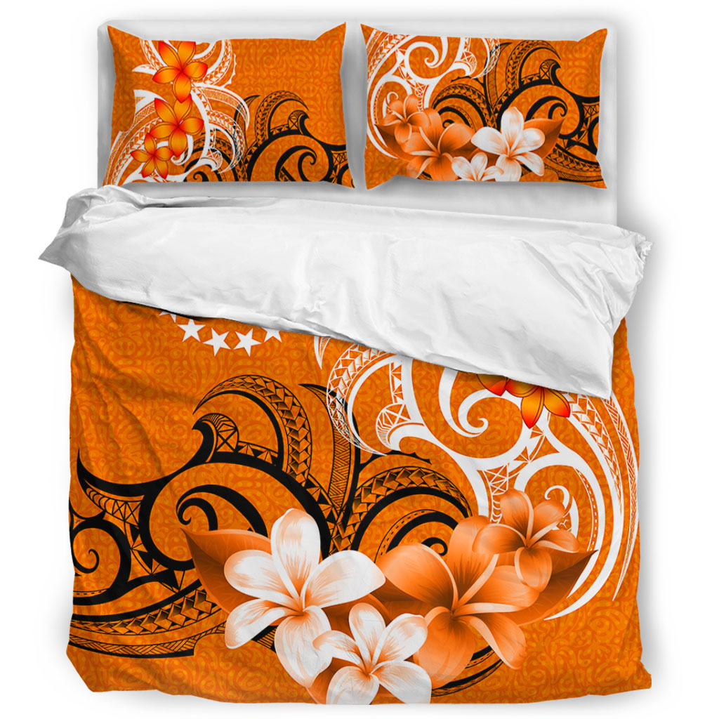 Cook Islands Bedding Set Polynesian Floral Spirit Orange